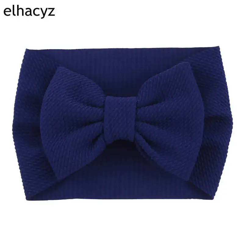 5 New Arrival Turban Popular 5'' Big Hair Bow Headband For Girls Headwrap Textured Fabric Elastic Kids DIY Hair Accessories - Цвет: 5