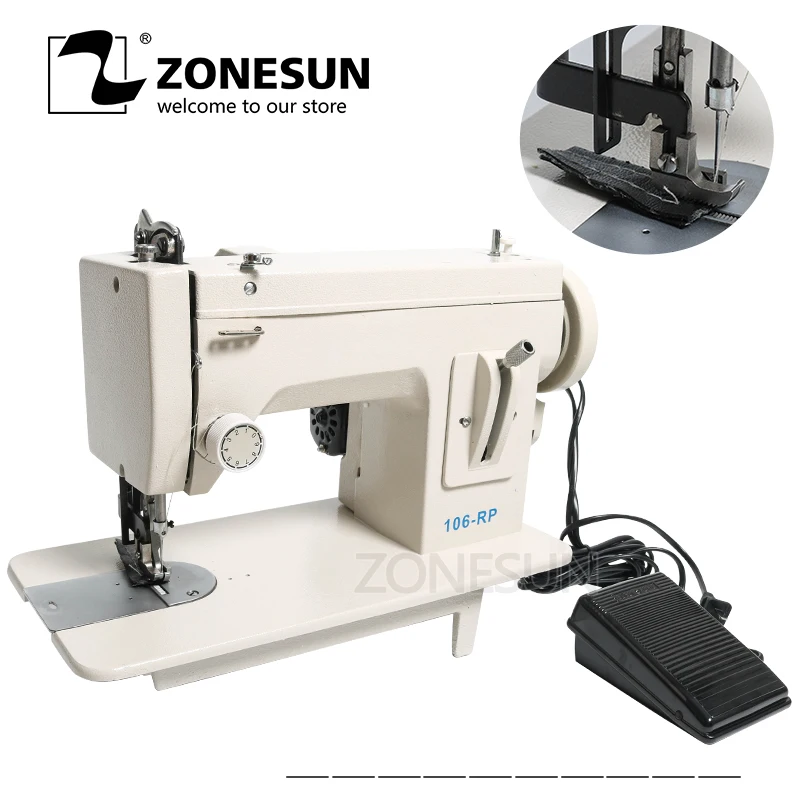 ZONESUN 106 rp прямая бытовая швейная машина меховая кожа одежда толстый инструмент