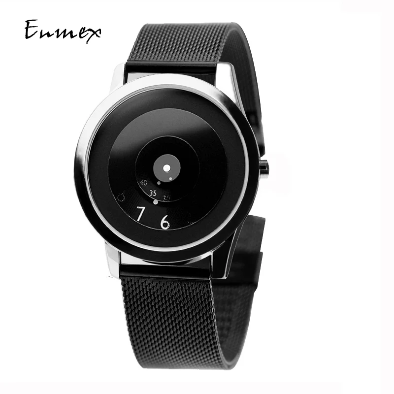 2021 Enmex creative style steel band wristwatch Truth in fiction special design discs hands fashion brief  casual  quartz  watch enmex individualization design wristwatch 3d rainbow whirlpool creative design oil painting fashion quartz clock watch