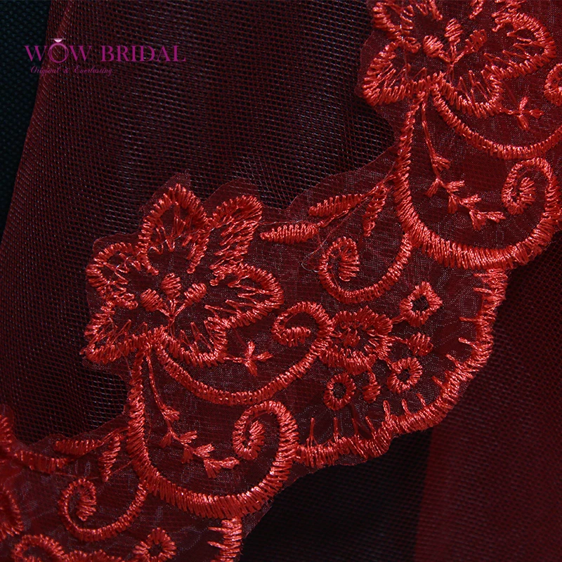 Wowbridal Изящная Красная свадебная вуаль для подружки невесты 2021 свадебные