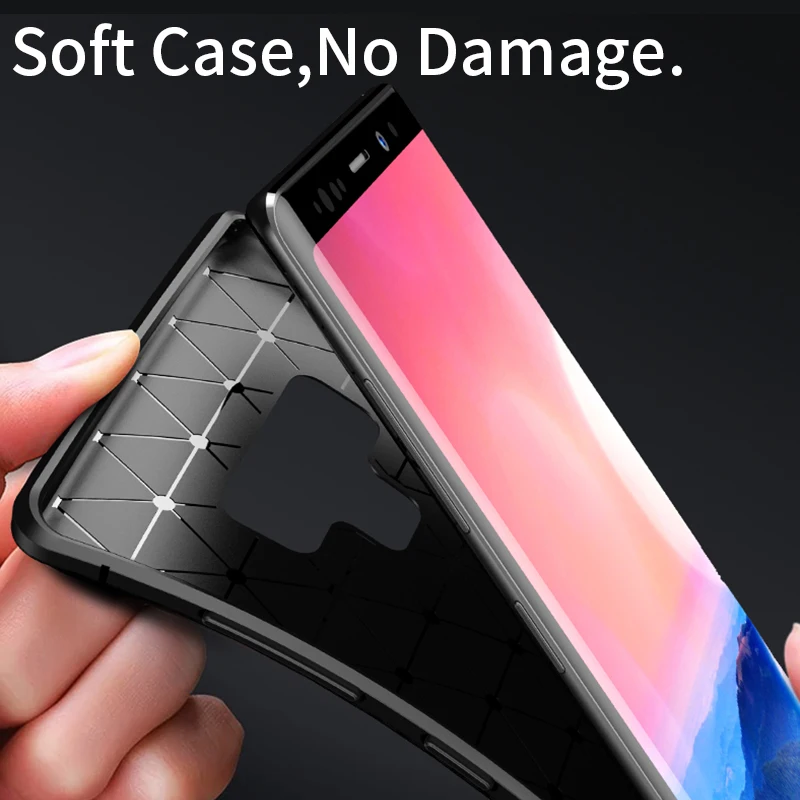 IPAKY Case for Samsung Note 9 Carbon Fiber Texture Soft TPU Heat Dissipation Back Cover Shell Galaxy |