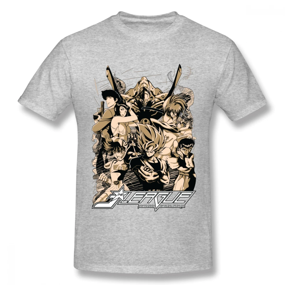 Ретро дизайн японского аниме Sainte Seiya Son Goku ковбой Bebop Himura Kenshin YuYu Hakusho футболка Классическая футболка с героями мультфильмов - Цвет: Серый