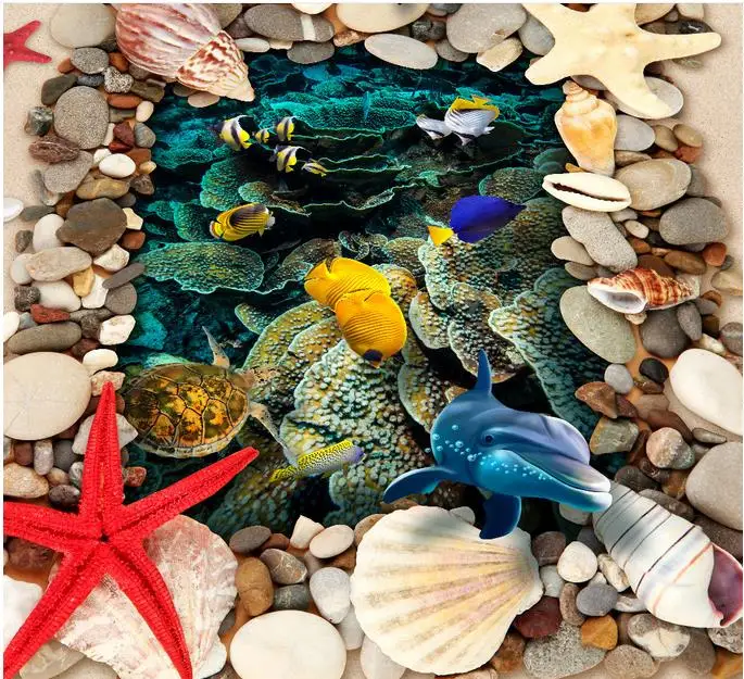 3d фотообои Пол морской мир творческие обои для детской комнаты настенное