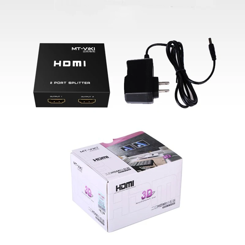 MT-VIKI HDMI-совместимый сплиттер HD видео дистрибьютор 1x2 1080P 3D 1 вход 2 выхода 5 в 1A