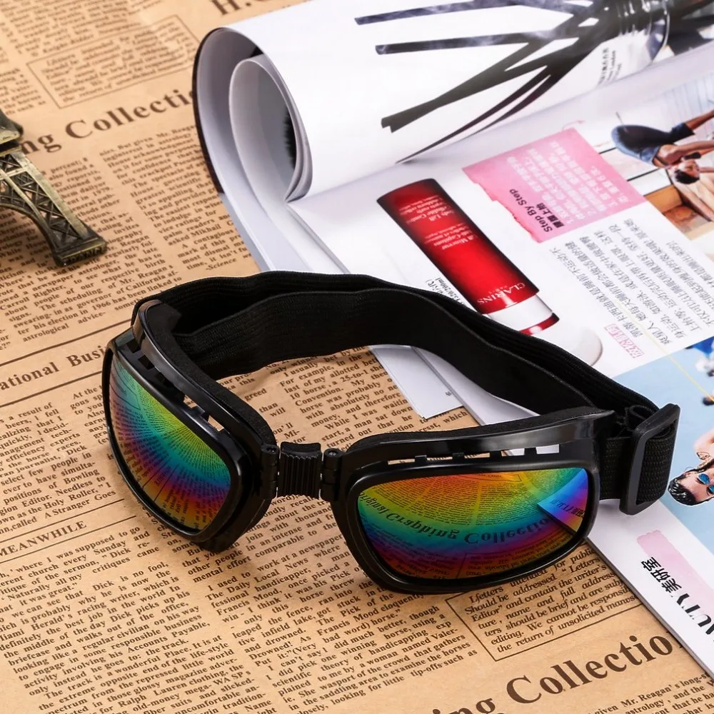 

Folding Vintage Motorcycle Glasses Windproof Dustproof Ski Goggles Off Road Racing Eyewear Glasses Adjustable Elastic Band