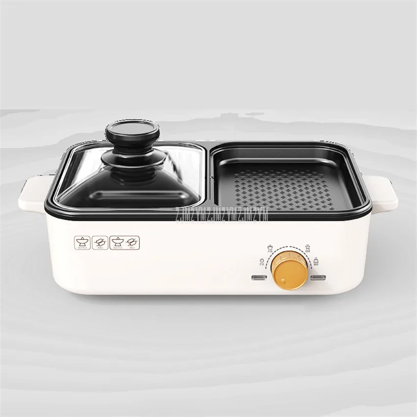 

Household 1.2L Electric Hot Pot Cooking Machine With Roasting Grill Tray Multi Cooker Non-stick Electric Hotpot Cooker HY-6106B
