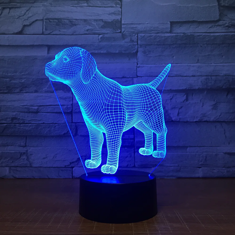 Лабрадор собака щенок Бадди 3D светодиодный светильник с 7 цветами изменение USB кабель или 3AA батарея мощность спальня освещение Новинка подарки дети