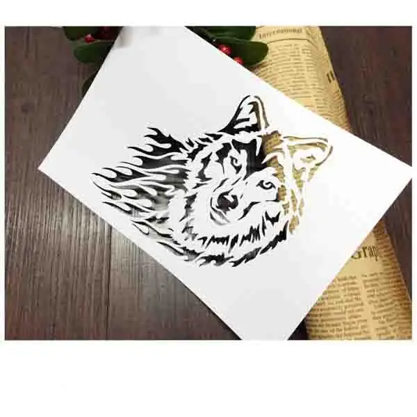 Wolf Head Скрапбукинг карта DIY альбом маскирующий спрей нарисованный шаблон