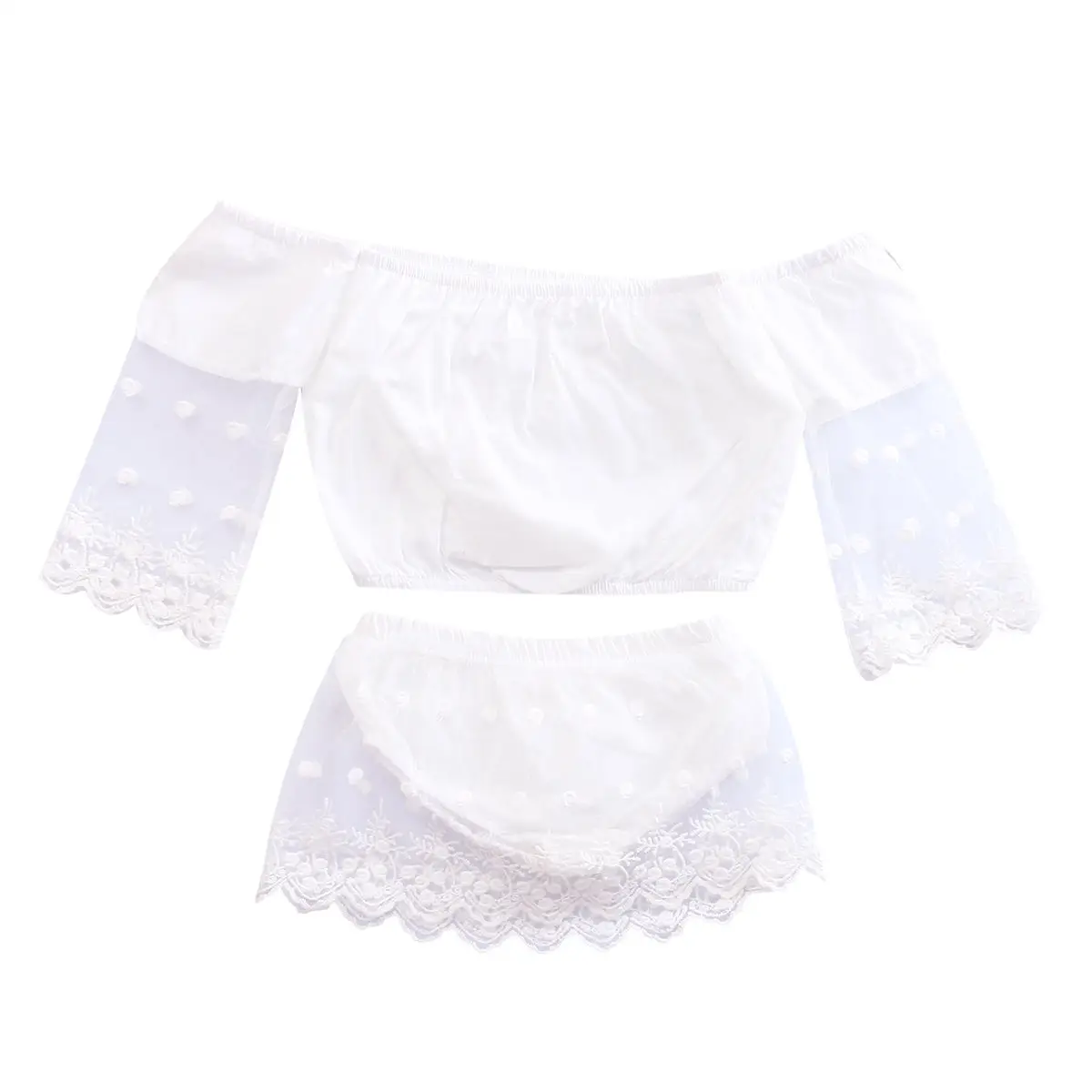 Кружевные топы с открытыми плечами для новорожденных и маленьких девочек шорты
