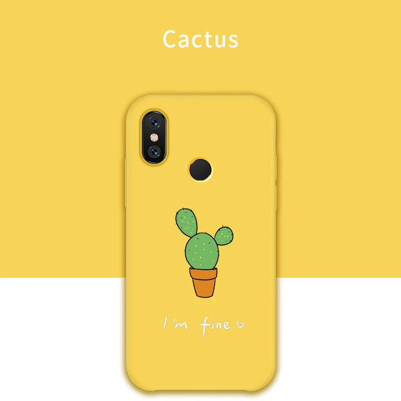 Cactus Жидкий силиконовый чехол для Xiao mi Red mi Note 7, однотонный бампер с милыми мультяшными котами для Xiaomi mi 8 9, Fundas Coque Capas - Цвет: Cactus