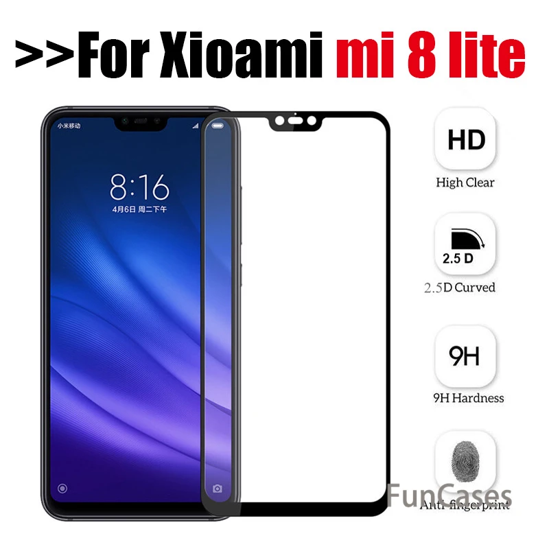 Закаленное стекло для xiaomi mi 8 lite Защитное экрана ksio световая пленка защитное