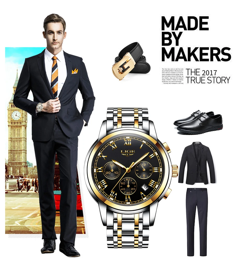 Relogio Masculino LIGE часы мужские модные спортивные кварцевые часы мужские s часы лучший бренд класса люкс полностью стальные бизнес водонепроницаемые часы