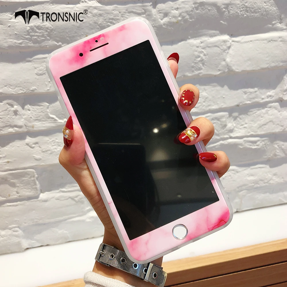 TRONSNIC мраморная пленка из закаленного стекла для iPhone X XS MAX белая черная Защитная