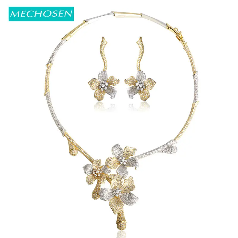 MECHOSEN женское свадебное ожерелье серьги наборы романтических цветов 2 тона