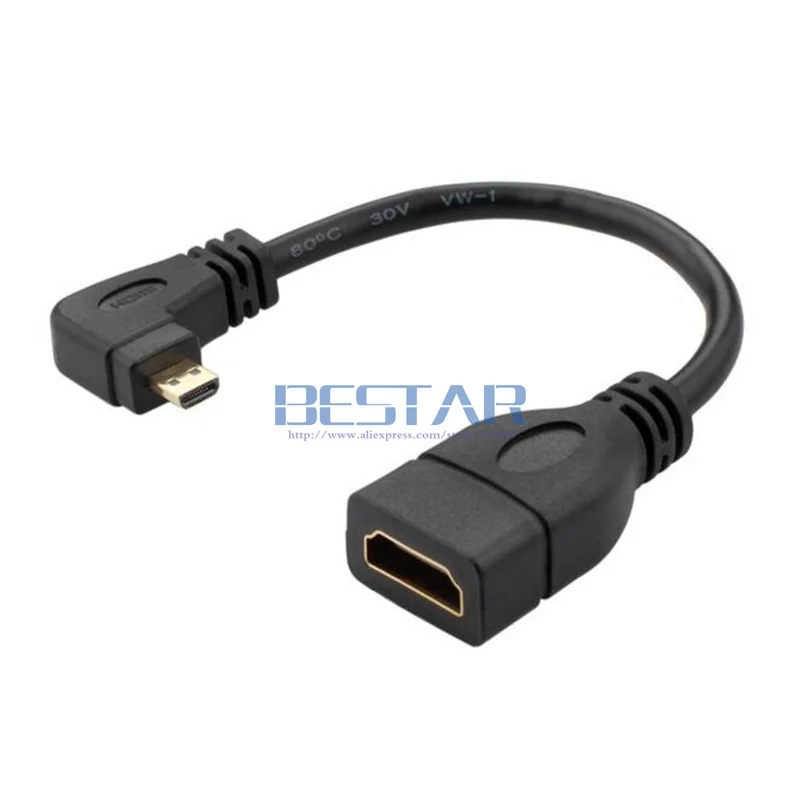 90 градусов правый и левый Угловой Micro HDMI тип D Папа к Женский удлинитель кабель 10