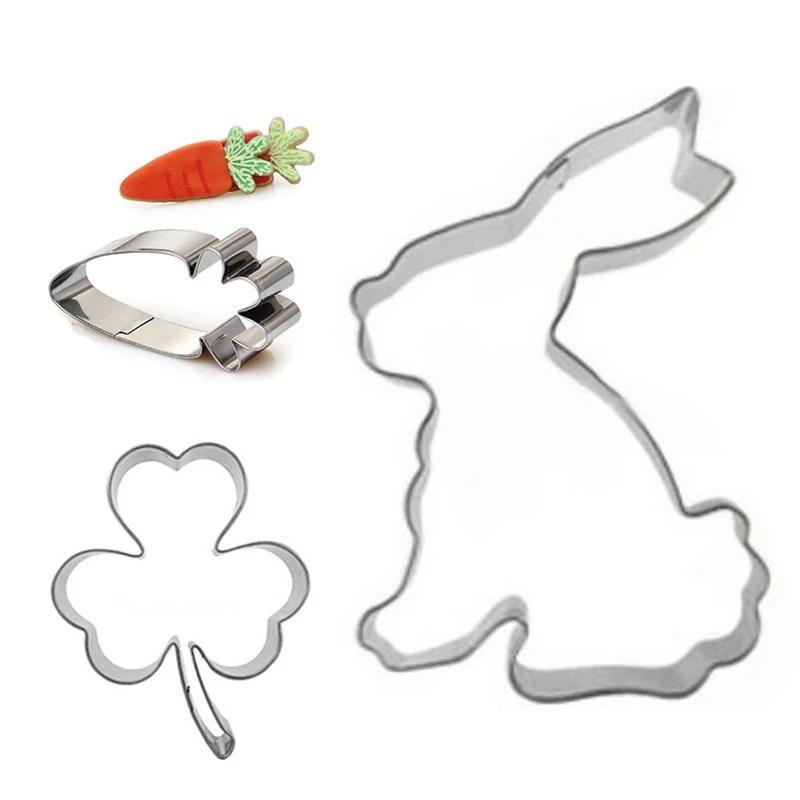 3 шт./лот Кролик морковь трава резак для печенья набор из нержавеющей стали