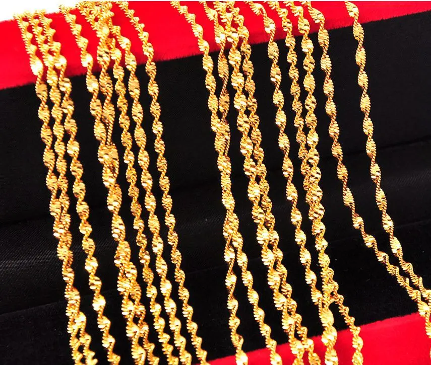 

Wholesale 3 Pcs 17.7" Gold Filled Double Water Wave Chain Necklace