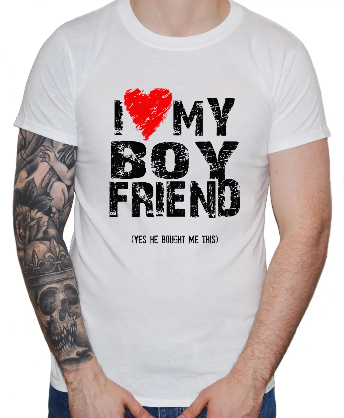 ЛГБТ футболка I Love Heart My Boyfriend для мужчин Gay Guy Pride подарок на день Святого Валентина