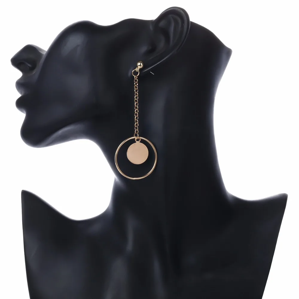 MESTILO Vintage Geometric Gold Color Big Round Circle Coins Long Dangle Earrings For Women Boho Fashion boucle d'oreille Jewelry |