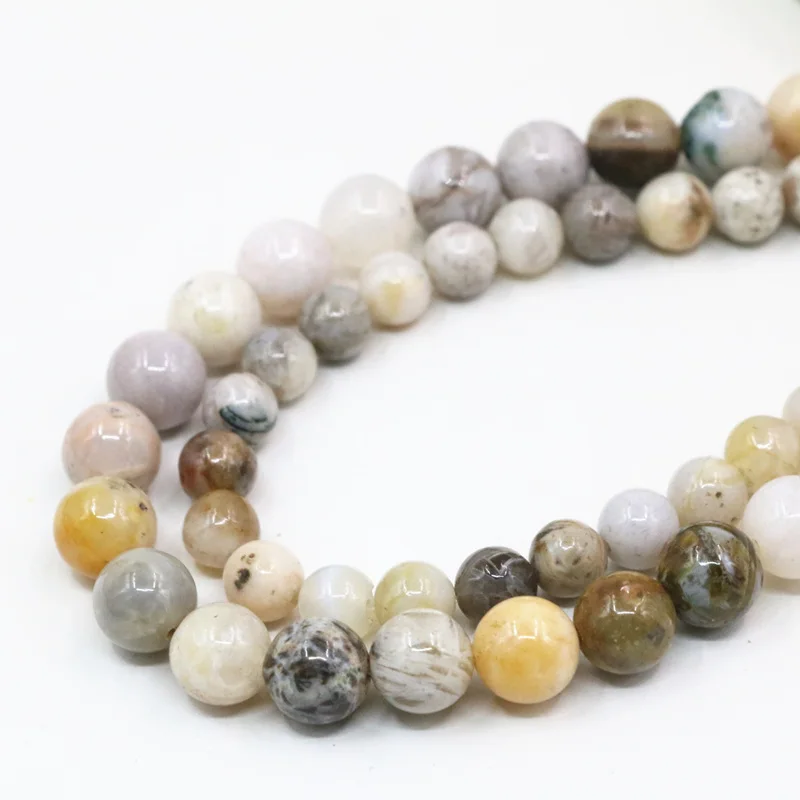 Multicolor bamboo leaf agates natural stone jaspers onyx 6mm 8mm 10mm round loose spacers beads diy jewelry findings 15&quot B3473 |