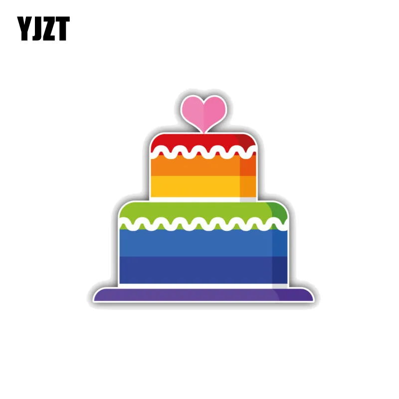 

YJZT 10.8CM*10.1CM Reflective Cake Gay Rainbow Car Sticker PVC Decorate Funny Decal 12-0959