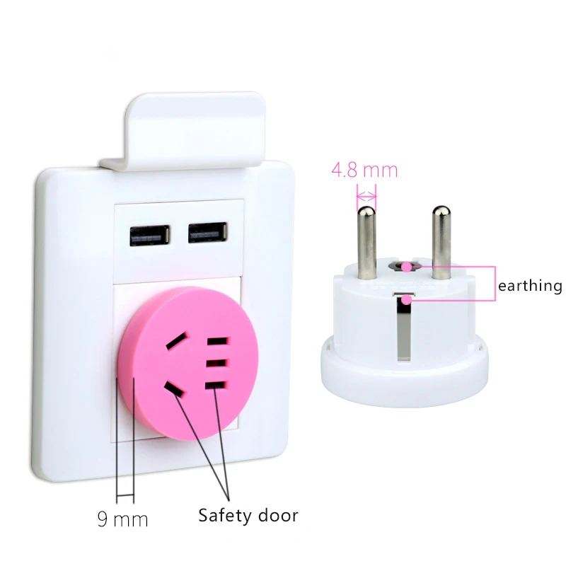 AUKTION Universal EU Plug Adapter Euro Converter US AU CN To EU Plug Wall Charger Travel Adapter 2 Round Pin AC 10A 100V-250V