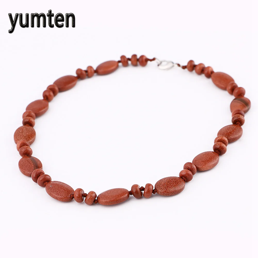 Yumten Goldstone Ожерелье мощность натуральный кристалл женские ювелирные изделия