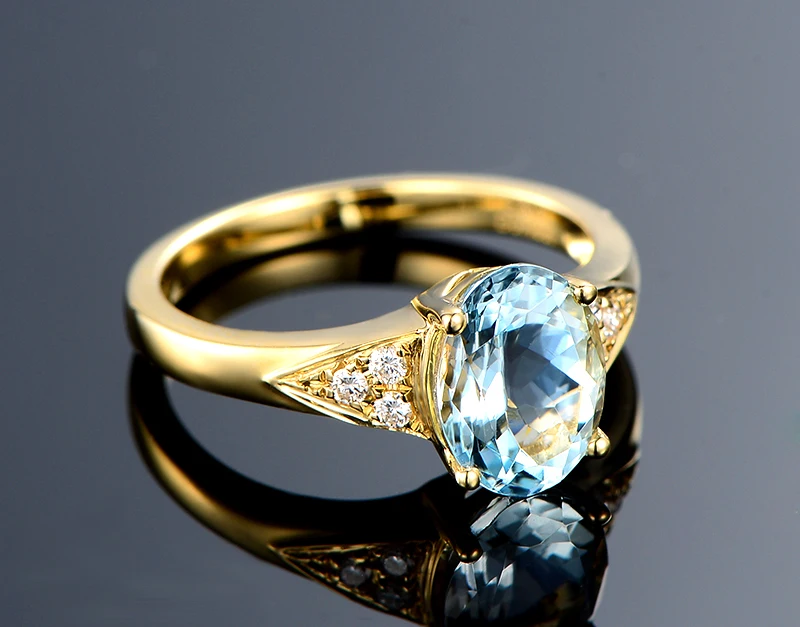 AINUOSHI, 3ct, овальная огранка, топаз, желтое золото, цветное кольцо, 925 пробы, серебро, натуральный голубой топаз, кольцо, хорошее обручальное кольцо для женщин