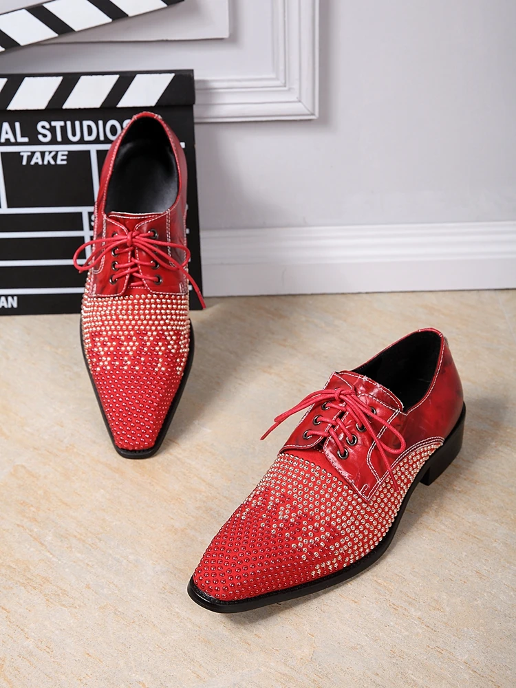 Лидер продаж мужские оксфорды из натуральной кожи Цвет черный красный туфли на