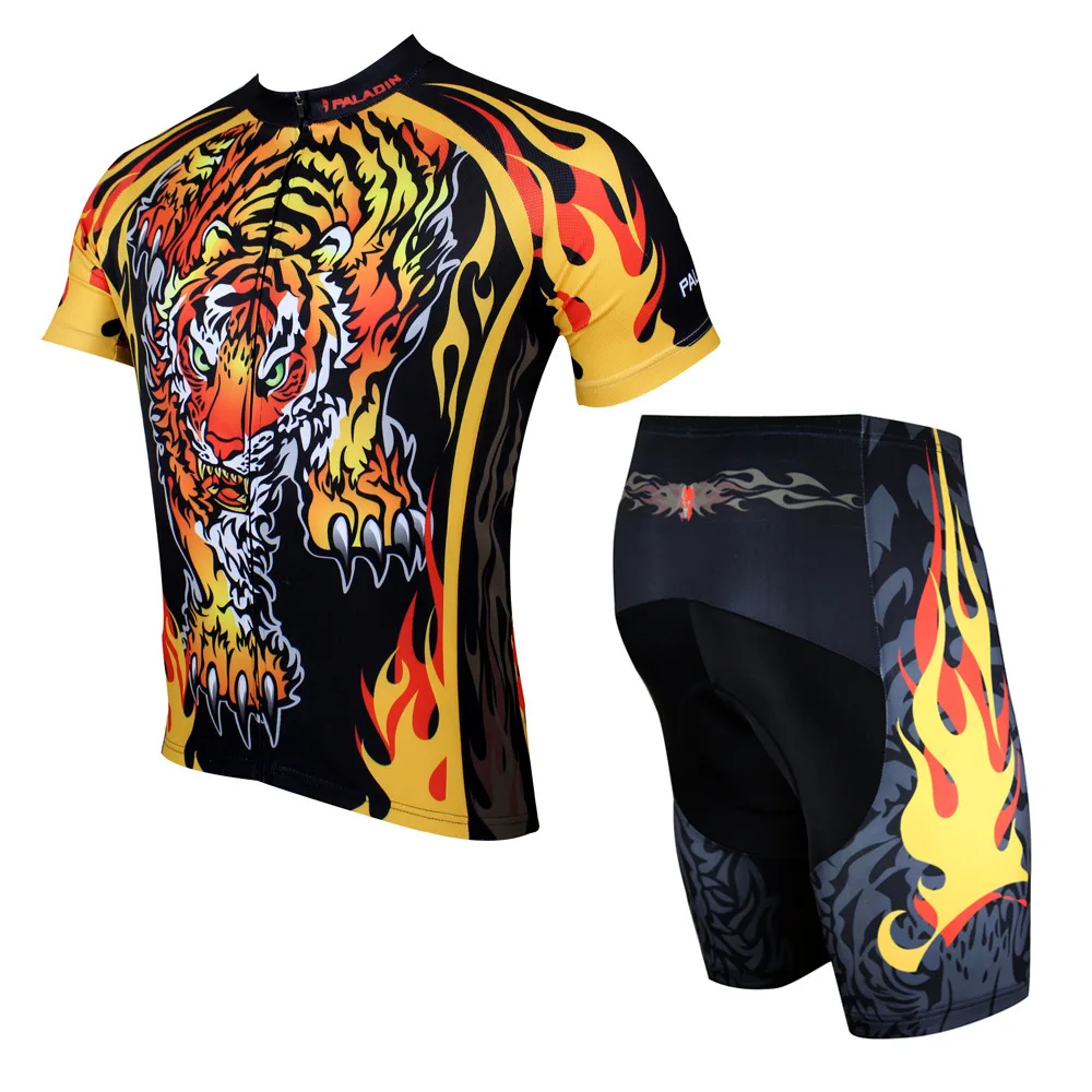3D Tiger design cycling Jersey Breathable Men's Spring and Summer bike clothing Short Sleeved Cycling Jersey