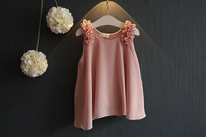 Летний модный наряд для маленьких девочек комплекты детской одежды шифоновый