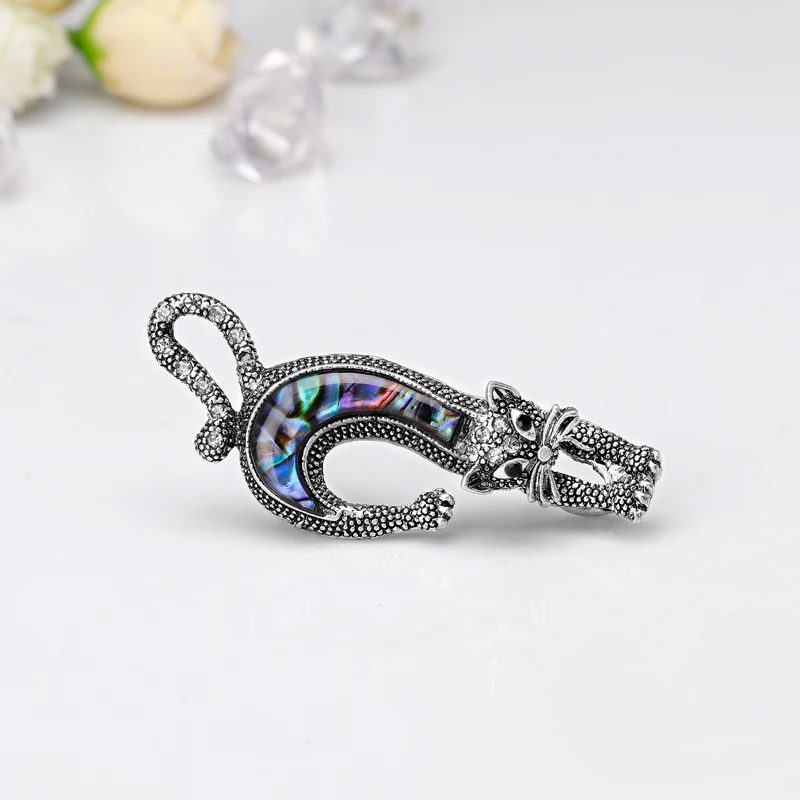 Ajojewel, брошь в виде раковины абалона, кошки, стразы, броши в виде животного для костюма, ювелирные изделия для женщин, девушек, прекрасные подарки
