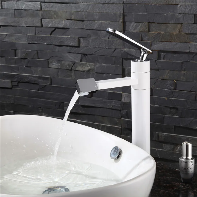 New Arrival White Spray Painting bath sink faucet Bathroom cold and hot tap Crane with Aerator 360 Rotating W3033 | Обустройство дома