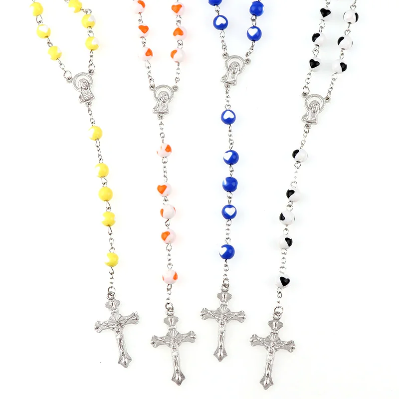 Пластиковые круглые католические четки 8 мм ожерелье с бусинами надписью Мэри