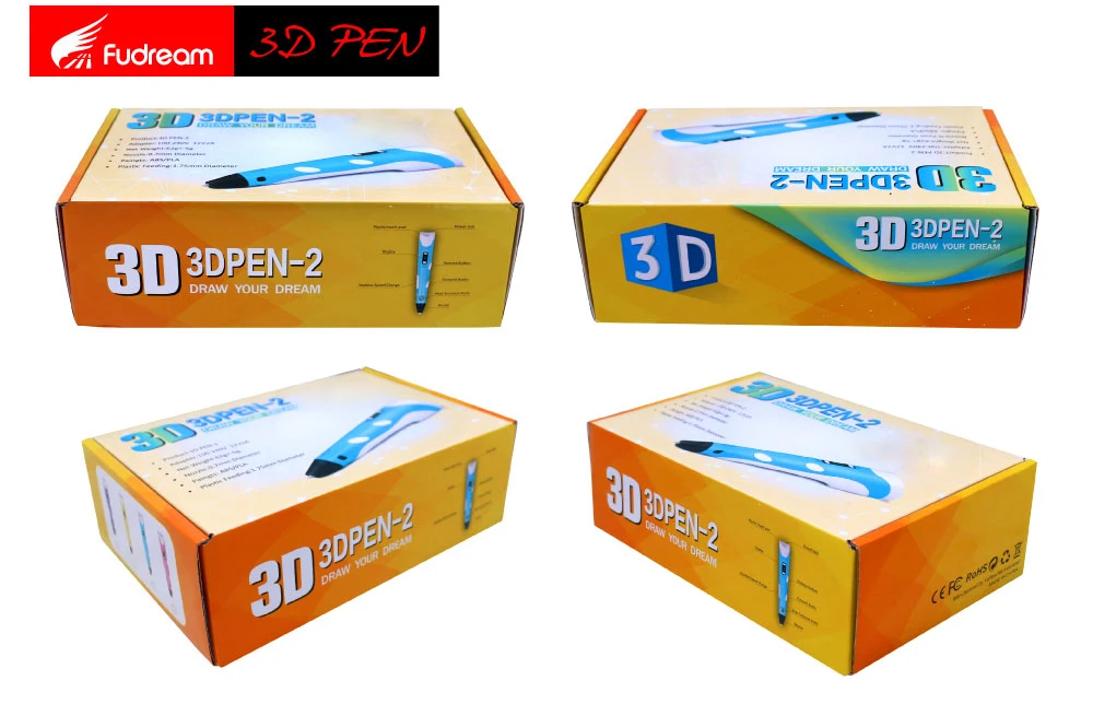 Лучшие мировые продажи Fudream 3d Рисунок пером с ЖК-дисплей Экран и 6 цветов пополнения Fudream 3d печать Ручка FD-100P 3D ручка