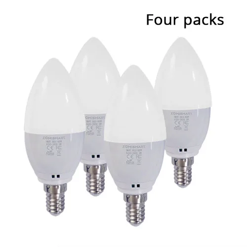 Four pack Zemismart Alexa Google Home Свеча светильник E14 лампы Led Диммер RGBW Красочные Голос приложение Управление 110V 220V - Цвет: Four pack