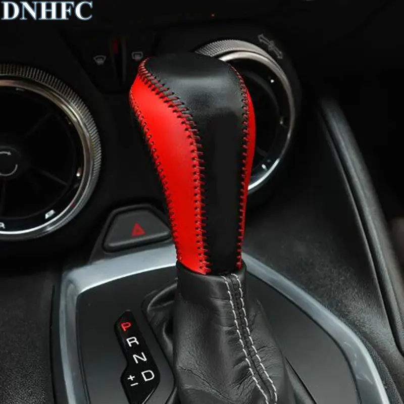 

DNHFC Car accessories Genuine Leather Car Shift Lever Gear cover For Chevrolet camaro 2016 2017 2018