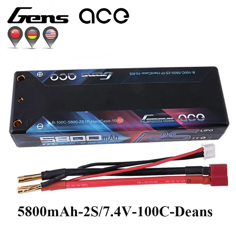 Аккумулятор Gens ace 7 4 V 5800mAh 100C 200C Lipo 2S Deans Plug надежное питание для гоночных