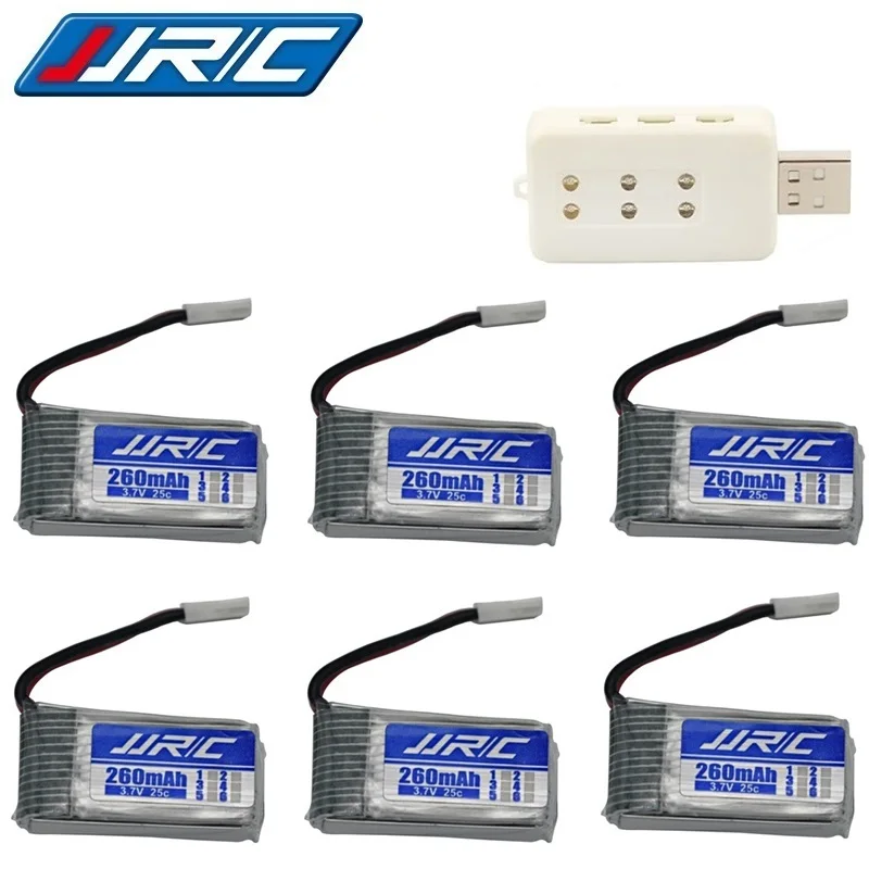 JJRC H8 оригинальный аккумулятор 3 7 в 260 мАч литий полимерный и 6 USB зарядное