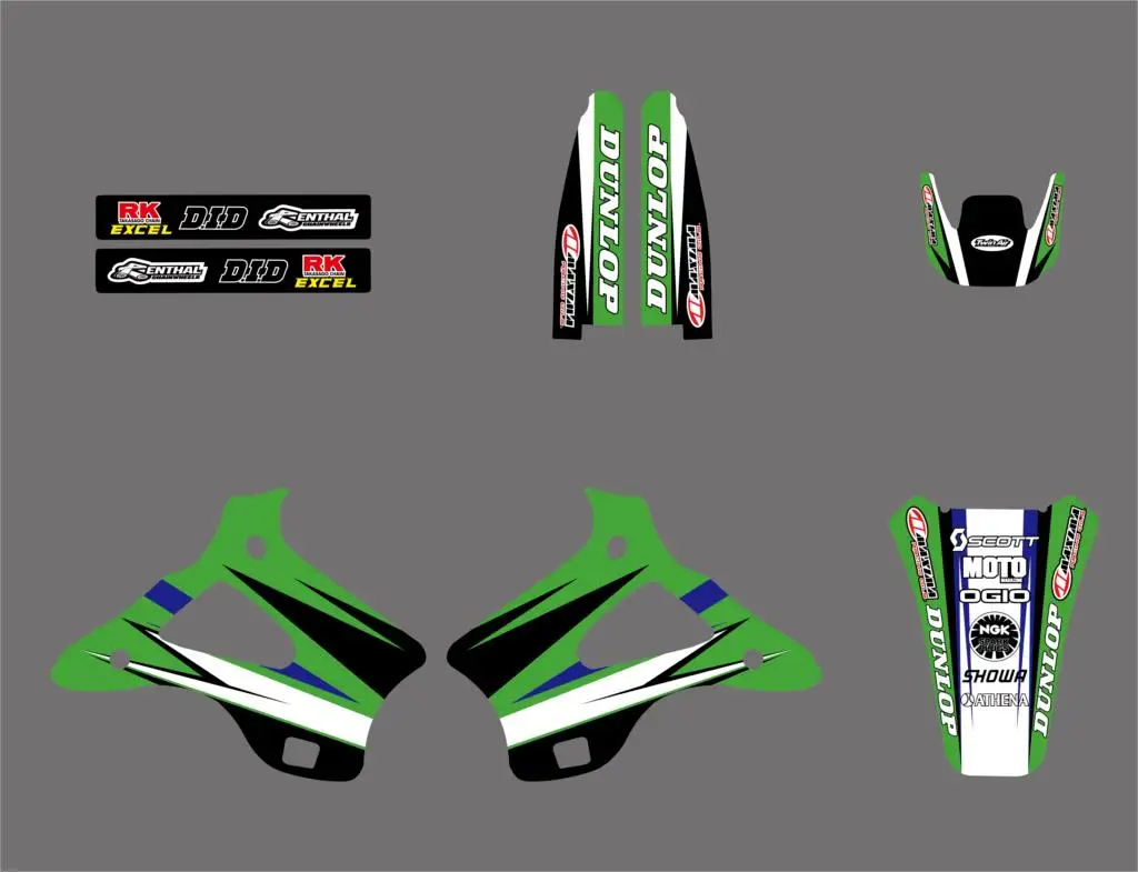 0219 стиль командная графика и фоны наклейки Наборы для Kawasaki KX125 KX250 1994 1995 1996 1997 1998 KX 125 250