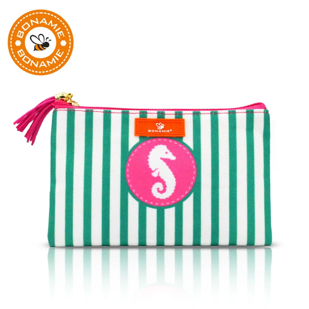 Женская косметичка в полоску с кисточкой|brand cosmetic bags|cosmetic bagcosmetic bag brand |