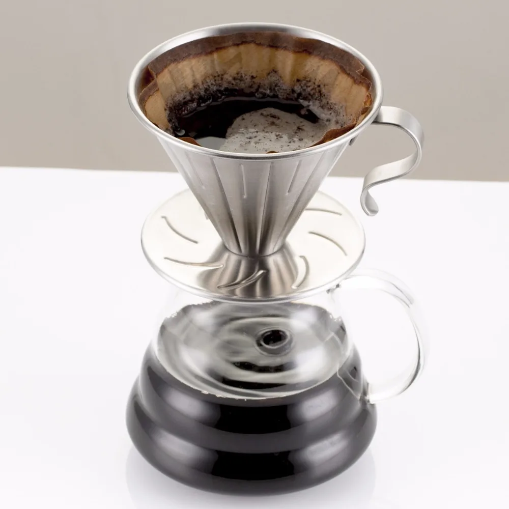 Нержавеющая сталь двигатель V60 стиль кофе капельного фильтра чашка портативный многоразовый безбумажный для офиса дома наружного использования
