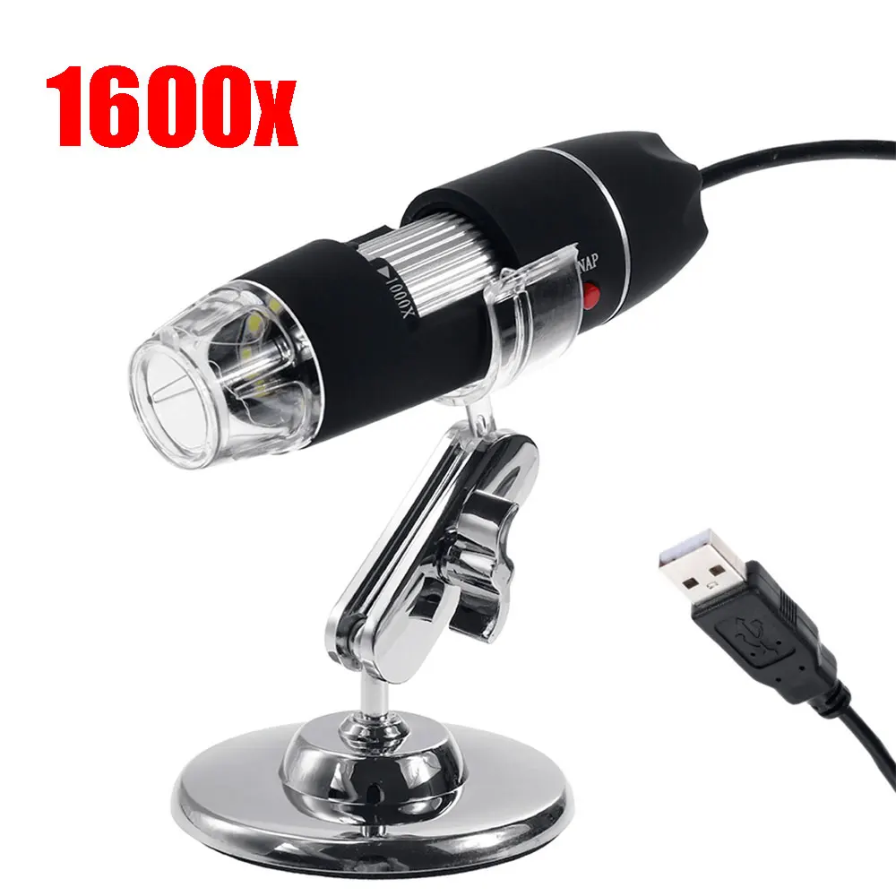 1600X 1600X мегапиксели USB микроскоп 1000X 5000X цифровой паяльный микроскоп камера 8Led эндоскоп Лупа для Android MAC окно - Цвет: 1600X