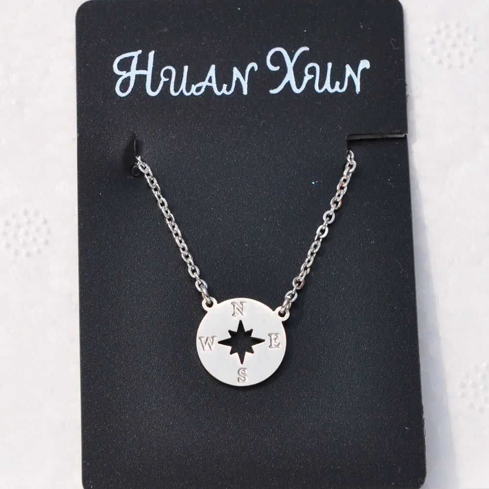 Изящное ожерелье с компасом для женщин ювелирное изделие из нержавеющей стали