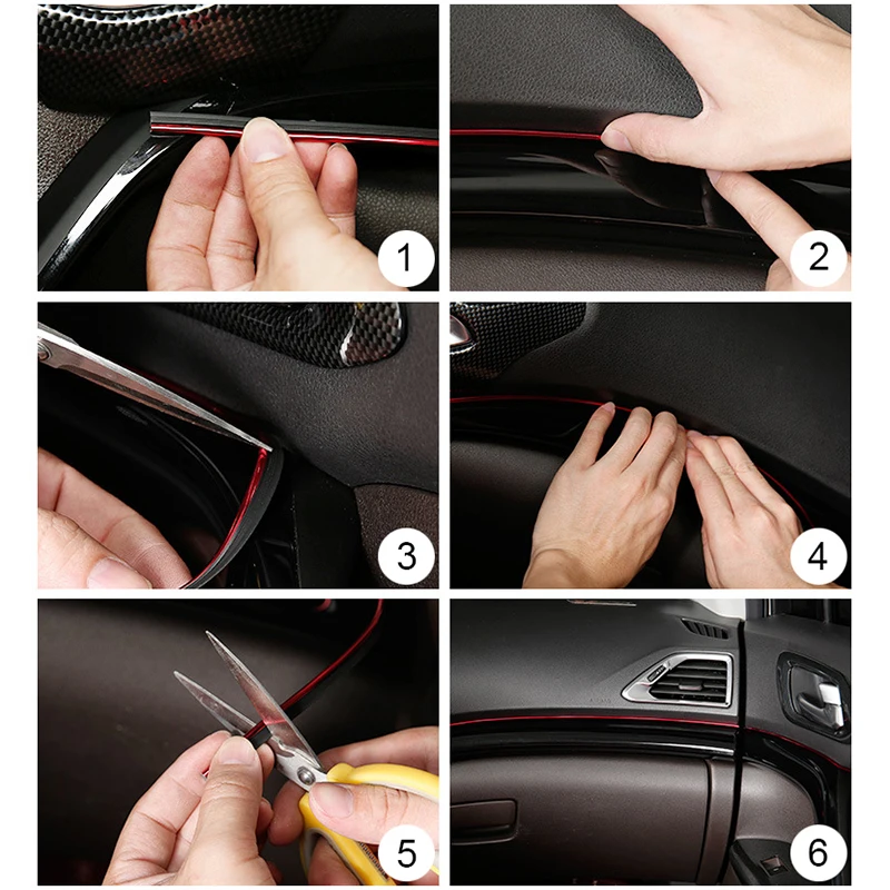 Car Interior Decoration Moulding Trim Strip DIY Exterior Line Sticker Insert Air Outlet Dashboard 3D 5M DB013 | Автомобили и