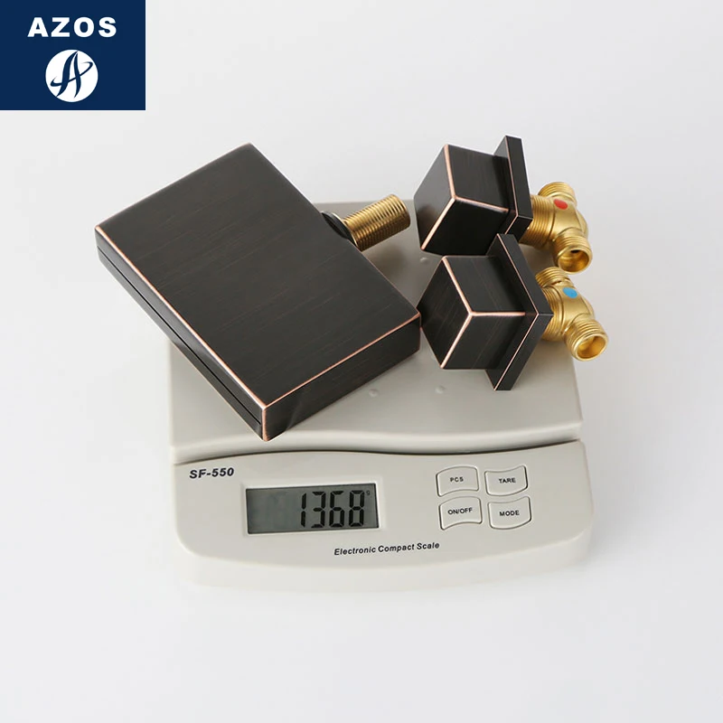 Azos In-wall Faucet Discoloration Waterfall Brass ORB Cold and Hot Switch Temperature Control LED Shower Room Basin Bathroom Cab |