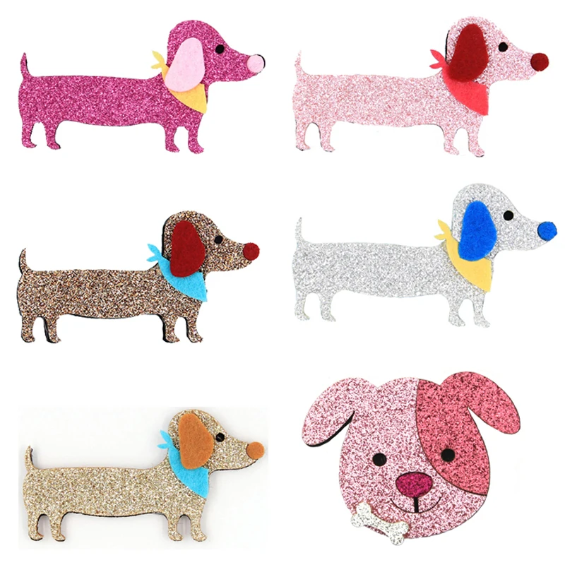 Блеск собака Фетр/GlitterApplique плоской задней войлочные аппликации для DIY ремесла