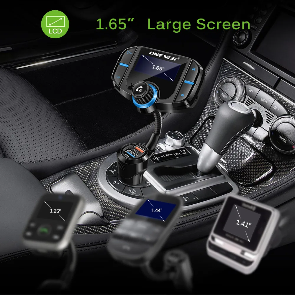 ONEVER FM передатчик Bluetooth Автомобильный MP3 плеер модулятор с qc3.0 Dual USB Автомобильное