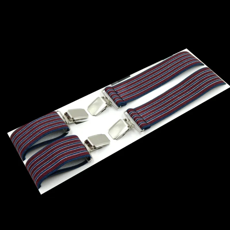 Европейская и американская мода подтяжки в полоску с четырьмя зажимами для