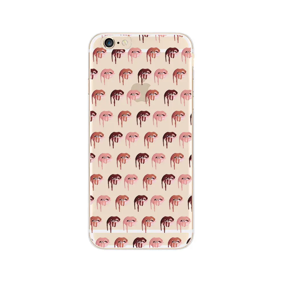 Luxury Fashion Sexy Girl Kylie Lips Phone Case For iPhone 6 6S 5 5S SE 7 7Plus Transparent PC Back Cover X 8 Plus |